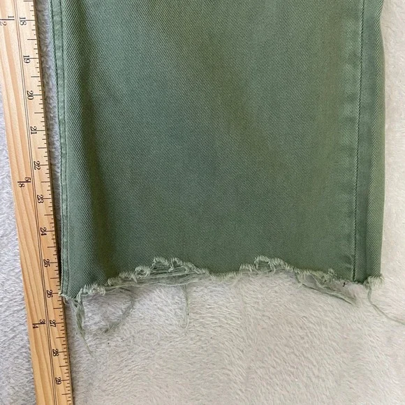 Vervet LA Distressed Cropped Wide Leg Jeans Women Size 30 Olive Green Grunge NWT - Picture 10 of 10